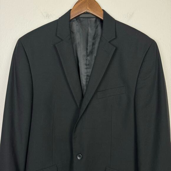 Kenneth Cole Reaction | 40L Black 2 Button Notch Collar Sports Coat Suit Blazer - Picture 3 of 9